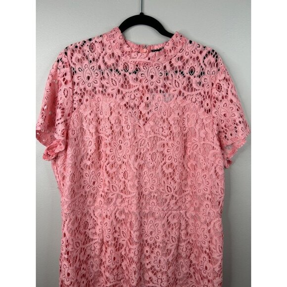 NWT Missguided cap sleeve pink lace midi dress size 20 - Picture 5 of 11